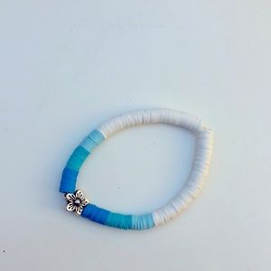 Handcrafted Blue Ombré Flower Charm Bracelet